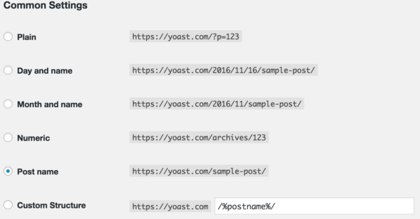 Changing your permalink settings