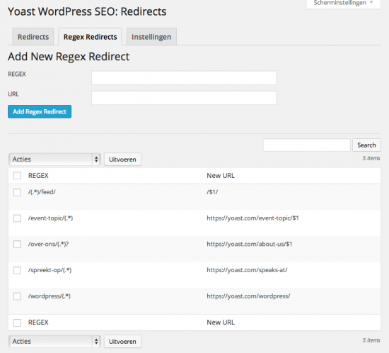 regular expression redirects