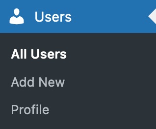 Screenshot of the Users menu item in the WordPress admin menu.