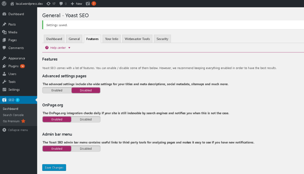 Yoast SEO 3.6 Feature tab