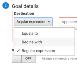 Goals and regular expressions