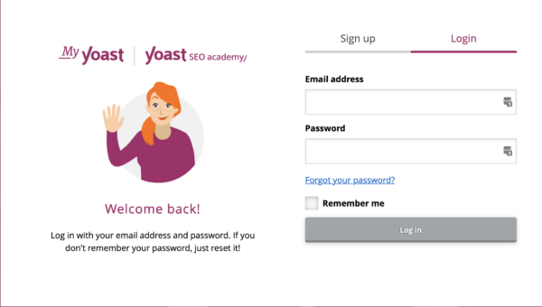 a screenshot of the myyoast login screen