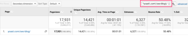 Use regex in the search bar in Google Analytics