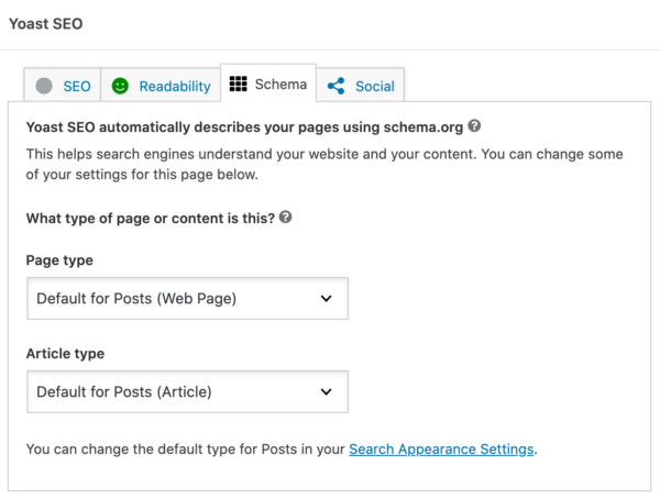 The Schema tab in Yoast SEO