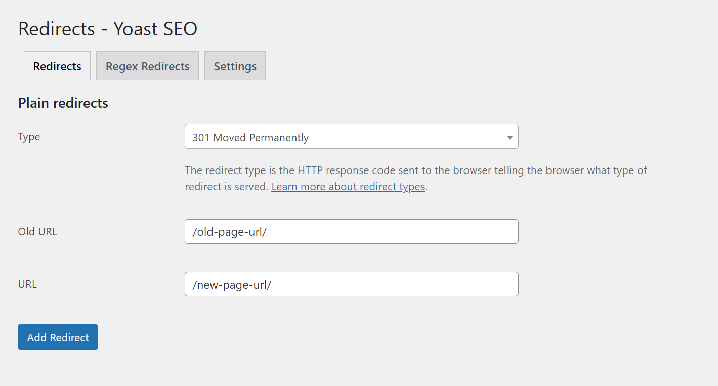 Redirects in Yoast SEO