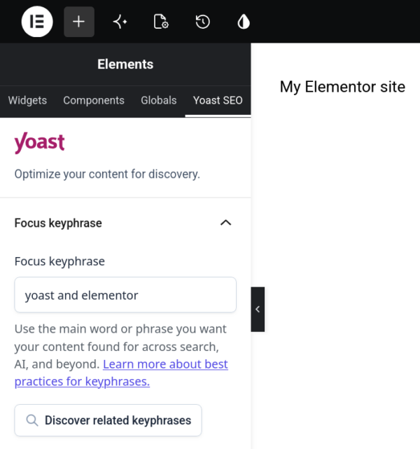 Yoast SEO in Elementor