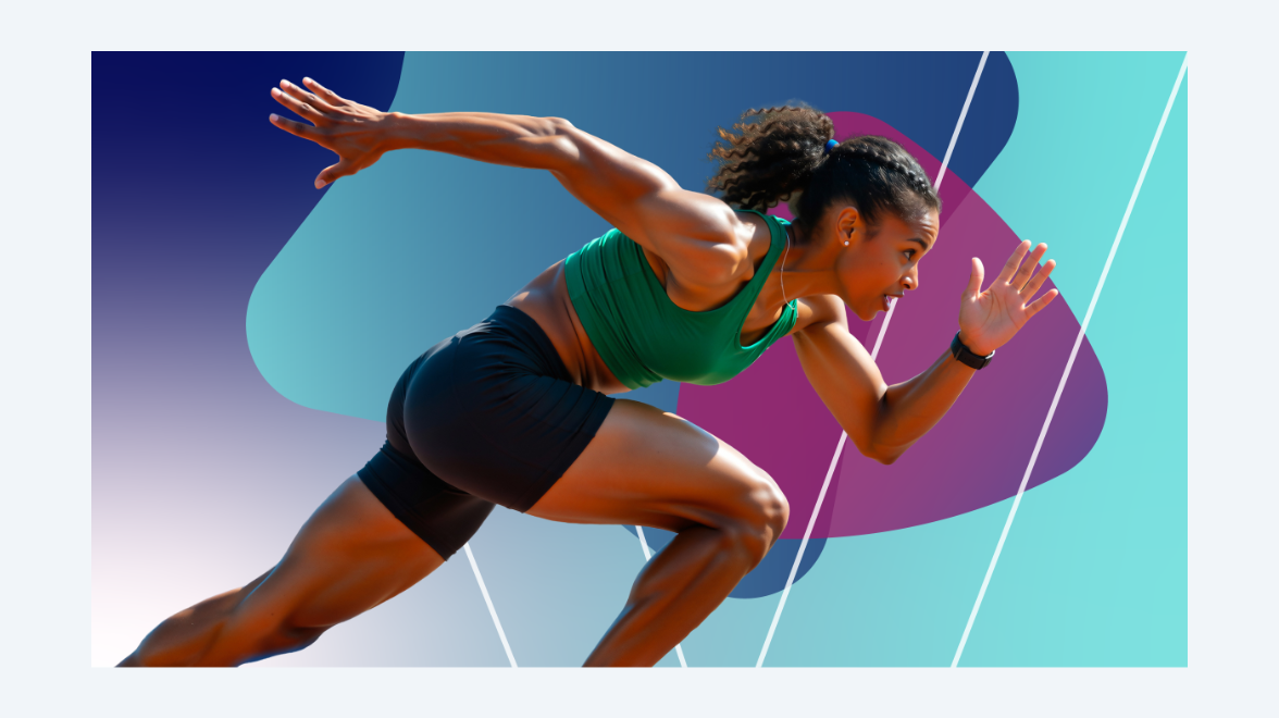 An image showing a female runner starting her race
